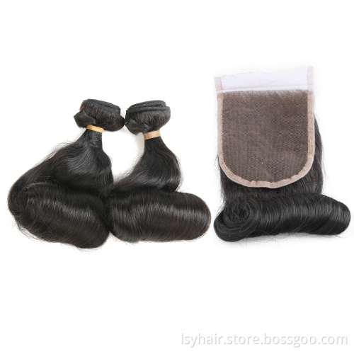 Magic Egg Curl  Fummi Hair With Closure, Natural Color Bouncy Curl Hot Selling West Afria 100% Original Virgin Human Hair